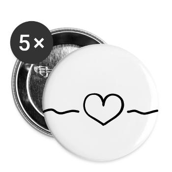 Symbol Herz - Buttons klein 25 mm (5er Pack) - Weiß - Vorne