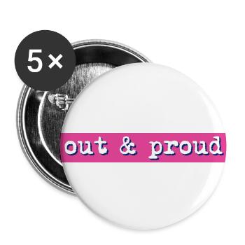 out proud - Buttons klein 25 mm (5er Pack) - Weiß - Vorne