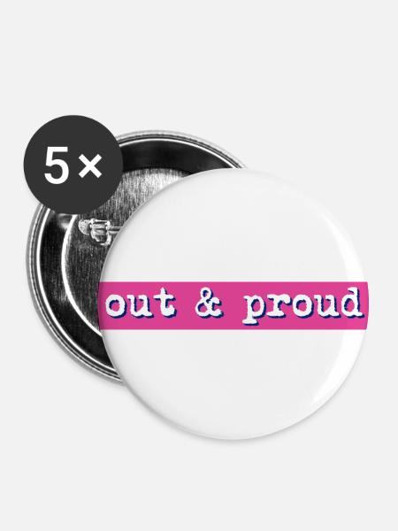 out proud - Buttons klein 25 mm (5er Pack) - Weiß