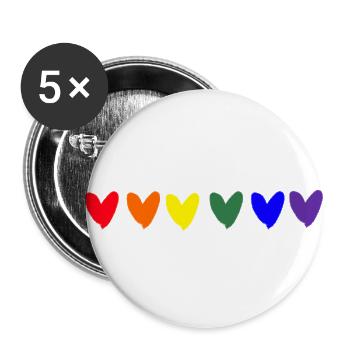 Pride Gay Lesbian LGBT Rainbow Parade - Buttons small 1''/25 mm (5-pack) - white - Front