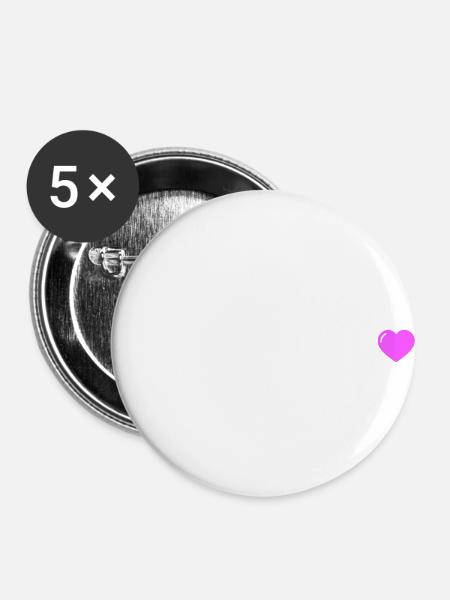 Mannschaft Herz - Buttons klein 25 mm (5er Pack) - Weiß