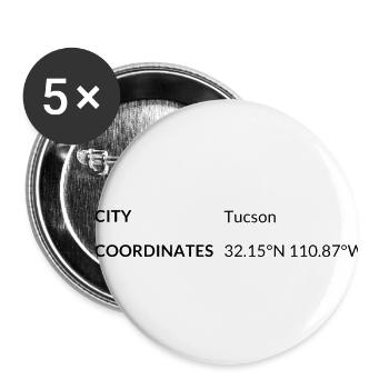 Tucson, Arizona, USA coordinates - Buttons small 1''/25 mm (5-pack) - white - Front
