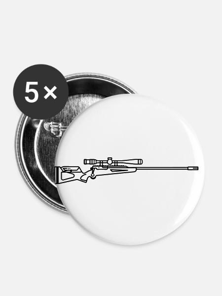 Scharfschützen-Schrotflinte - Buttons klein 25 mm (5er Pack) - Weiß