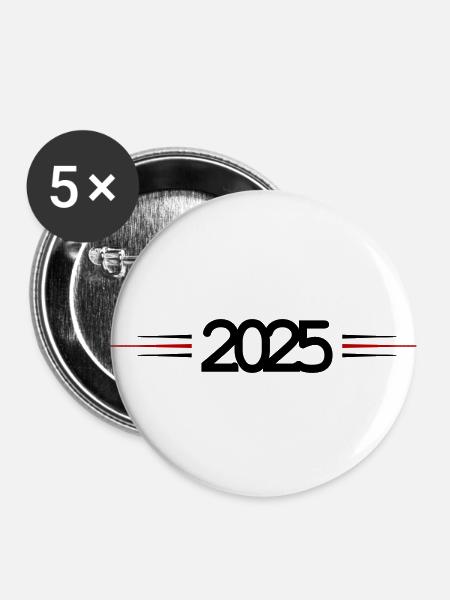 2025 Strich - Buttons klein 25 mm (5er Pack) - Weiß
