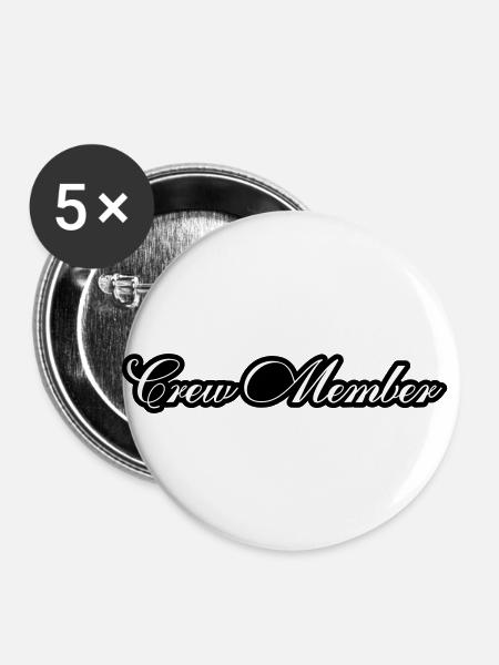 Crew Mitglied - Buttons klein 25 mm (5er Pack) - Weiß