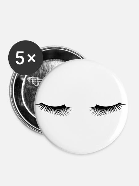 Wimpern - Buttons klein 25 mm (5er Pack) - Weiß