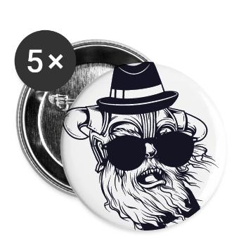Viking Hipster - Buttons klein 25 mm (5er Pack) - Weiß - Vorne