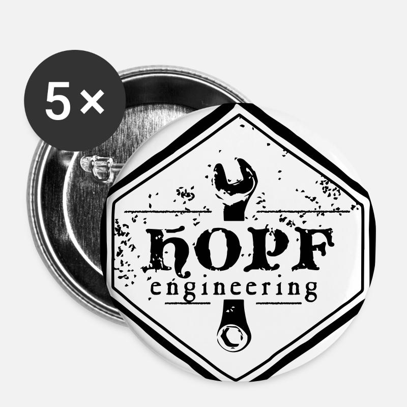 HOPF eng. - Logo groß - Buttons klein 25 mm (5er Pack) - Weiß