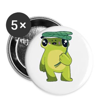 Frog Frogs Fun Animal Motif Frog Motif Leaf - Buttons small 1''/25 mm (5-pack) - white - Front