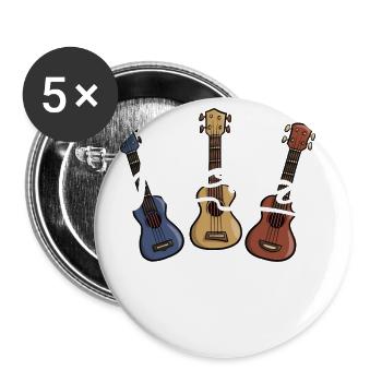 Aloha Cartoon Ukulelen Hawaii Uke Lifestyle - Buttons klein 25 mm (5er Pack) - Weiß - Vorne
