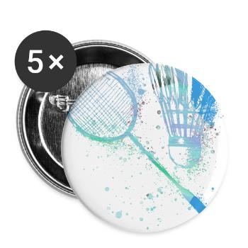 badminton,federball,aquarell, ,graffiti, - Buttons klein 25 mm (5er Pack) - Weiß - Vorne
