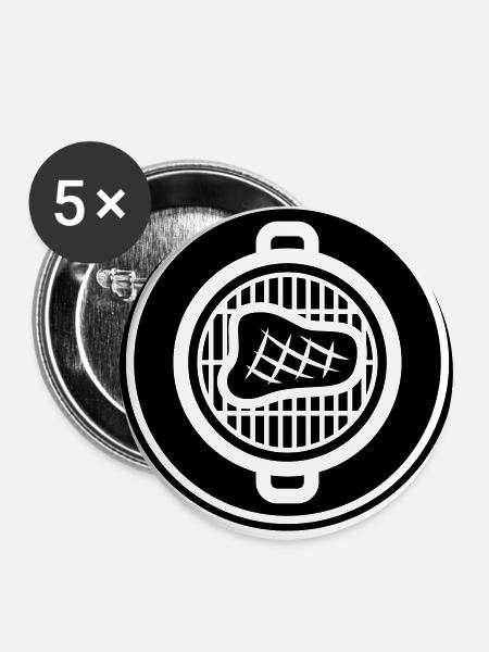 Steak Fleisch - Buttons klein 25 mm (5er Pack) - Weiß
