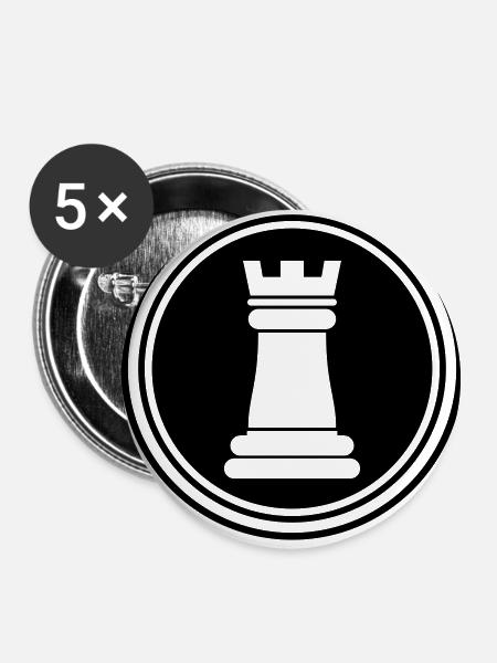 Schachfigur Turm - Buttons klein 25 mm (5er Pack) - Weiß