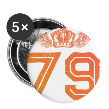 79 Zahl Krone - Buttons klein 25 mm (5er Pack) - Weiß - Vorne
