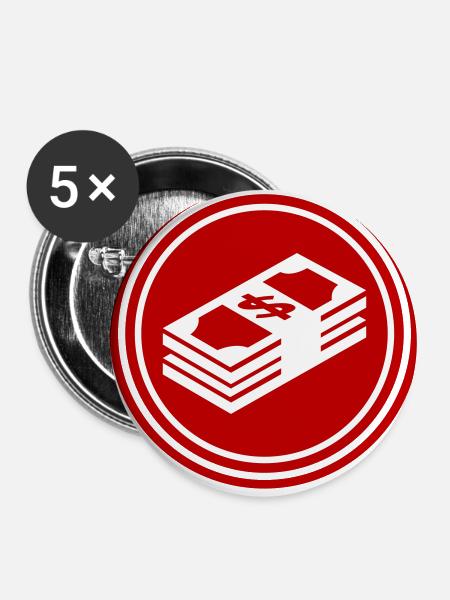 Geld Money silhouette - Buttons klein 25 mm (5er Pack) - Weiß