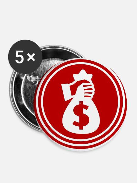 Geld Money silhouette - Buttons klein 25 mm (5er Pack) - Weiß