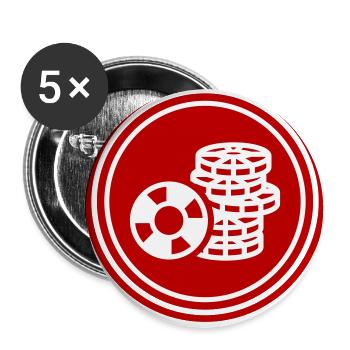 Icône de jeton de poker - Lot de 5 petits badges (25 mm) - blanc - Devant