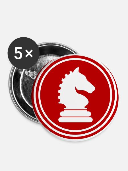 Pferd Schachfigur - Buttons klein 25 mm (5er Pack) - Weiß