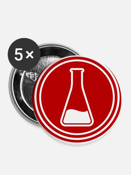 Reagenzglas Icon - Buttons klein 25 mm (5er Pack) - Weiß