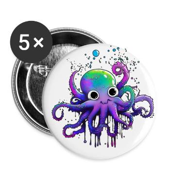 Small sweet octopus - Buttons small 1''/25 mm (5-pack) - white - Front