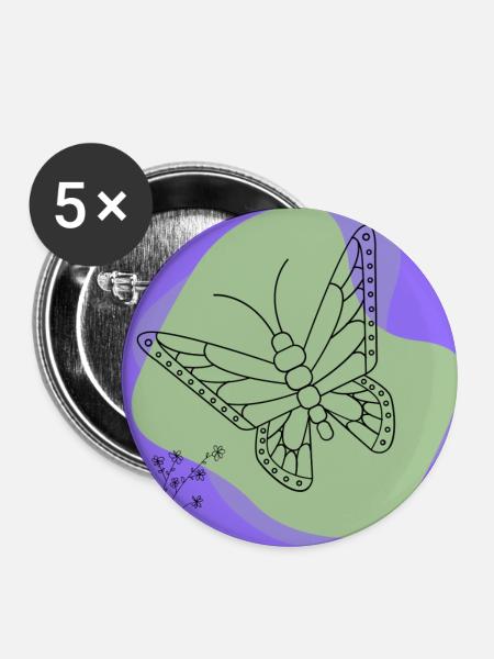 Minimalistischer Schmetterling. - Buttons klein 25 mm (5er Pack) - Weiß
