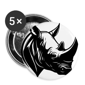 Nashorn Tier Kopf - Buttons klein 25 mm (5er Pack) - Weiß - Vorne