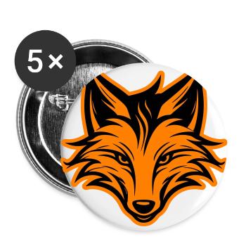 Fuchs Kopf Silhouette - Buttons klein 25 mm (5er Pack) - Weiß - Vorne