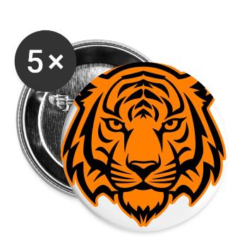 Tiger Kopf Wildnis Silhouette - Buttons klein 25 mm (5er Pack) - Weiß - Vorne