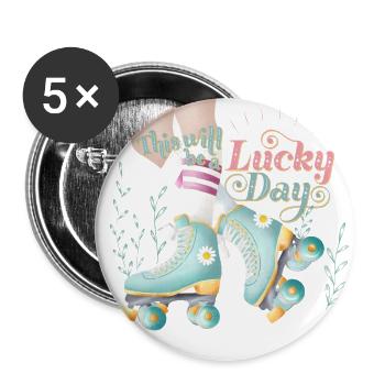 Roller Skating Girl - Buttons small 1''/25 mm (5-pack) - white - Front