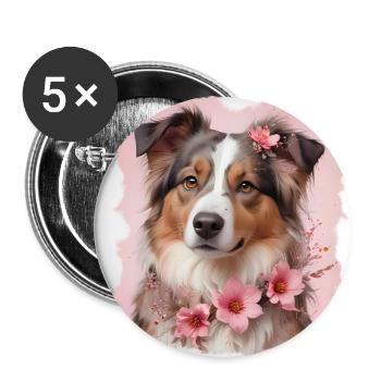 AUSTRALISCHER SCHÄFERHUND - Buttons klein 25 mm (5er Pack) - Weiß - Vorne