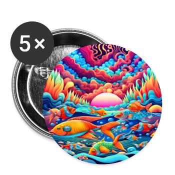 Psychedelic Ocean - Buttons small 1''/25 mm (5-pack) - white - Front