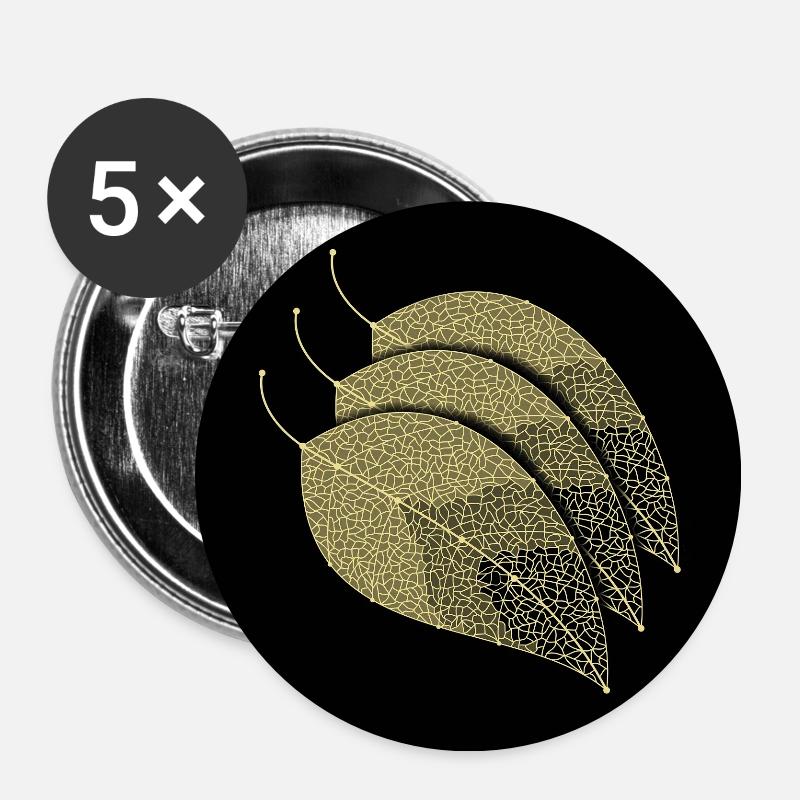 Elegant leaves - Buttons small 1''/25 mm (5-pack) - white