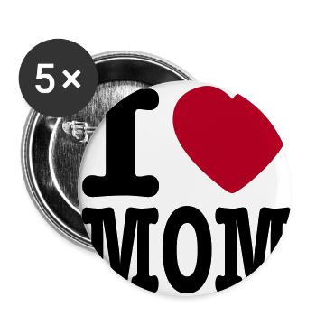 i love mom DE - Buttons klein 25 mm (5er Pack) - Weiß - Vorne