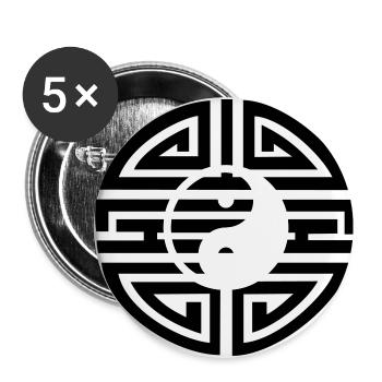 YIN & YANG - Tattoo 05 - Buttons klein 25 mm (5er Pack) - Weiß - Vorne
