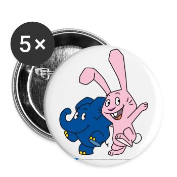 Elephant and rabbit hopping - Buttons small 1''/25 mm (5-pack) - white - Front