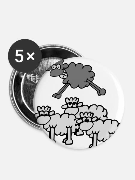 springendes Schaf - Buttons klein 25 mm (5er Pack) - Weiß