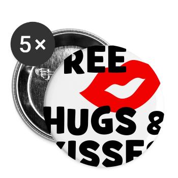 free hugs & kisses - Buttons klein 25 mm (5er Pack) - Weiß - Vorne