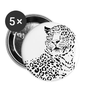 Watchful Leopard - Buttons small 1''/25 mm (5-pack) - white - Front