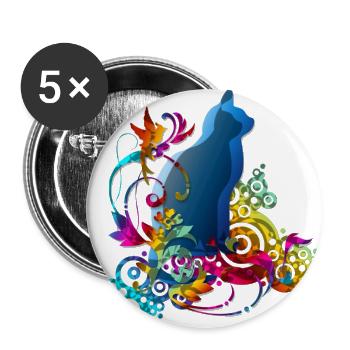LOVE CATS - Buttons small 1''/25 mm (5-pack) - white - Front