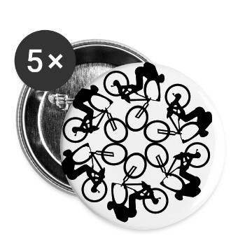 MTB mountain bikers - Buttons small 1''/25 mm (5-pack) - white - Front