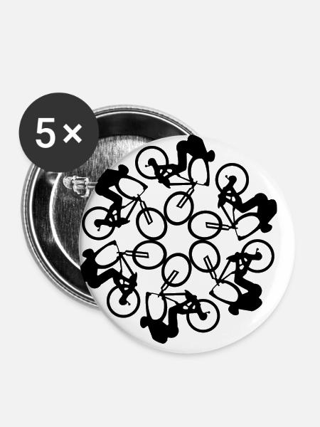 MTB Mountainbiker - Buttons klein 25 mm (5er Pack) - Weiß
