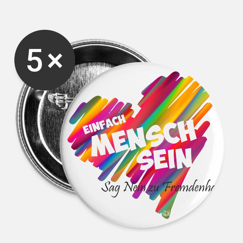 Einfach Mensch sein - black - Buttons klein 25 mm (5er Pack) - Weiß