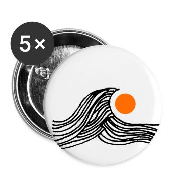 Vague avec le soleil - Lot de 5 petits badges (25 mm) - blanc - Devant