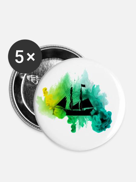 Magisches Schiff - Buttons klein 25 mm (5er Pack) - Weiß