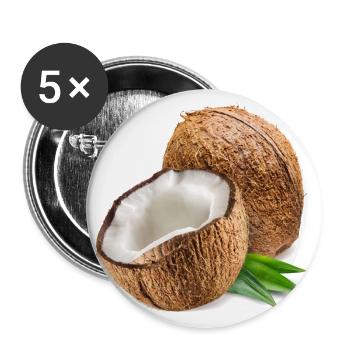 noix de coco - Lot de 5 petits badges (25 mm) - blanc - Devant