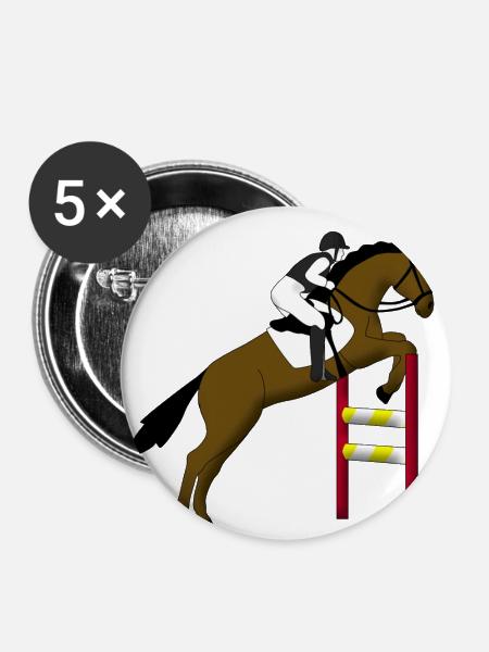 Springreiten 1 - Buttons klein 25 mm (5er Pack) - Weiß