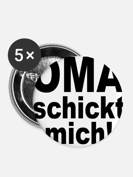 OMA schickt mich - Buttons klein 25 mm (5er Pack) - Weiß