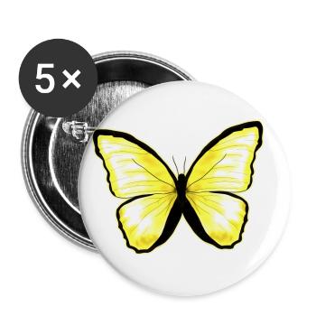Papillon jaune citron papillon - Lot de 5 petits badges (25 mm) - blanc - Devant