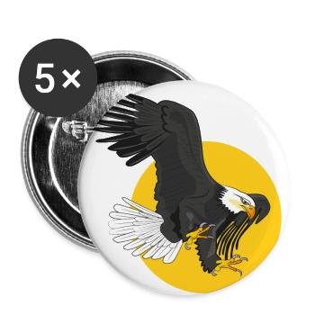 amerikanische Adler Sonne - Buttons klein 25 mm (5er Pack) - Weiß - Vorne