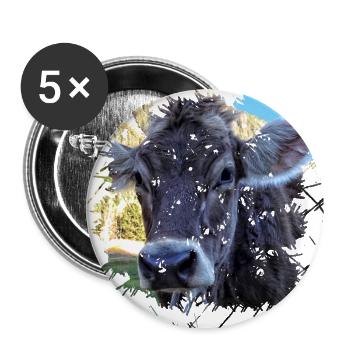 Pas de veaux mais pas encore de vache - Lot de 5 petits badges (25 mm) - blanc - Devant